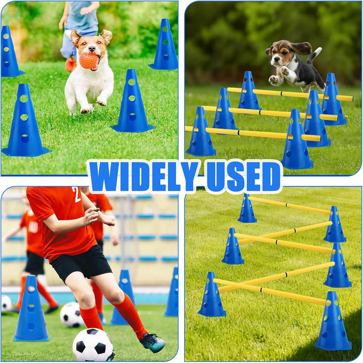 Agility Set für Hunde – Cavaletti Steckhürden Set für kleine Hunde & Kinder, verstellbare Trainingsh
