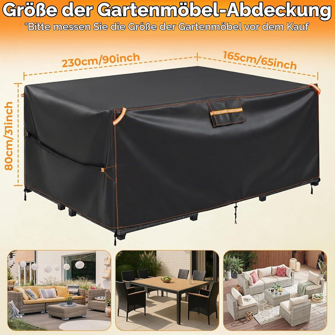 GARPROVM Abdeckplane Gartenmöbel Outdoor Wasserdicht, 230x165x80cm Gartenmöbel Abdeckung Wetterfest
