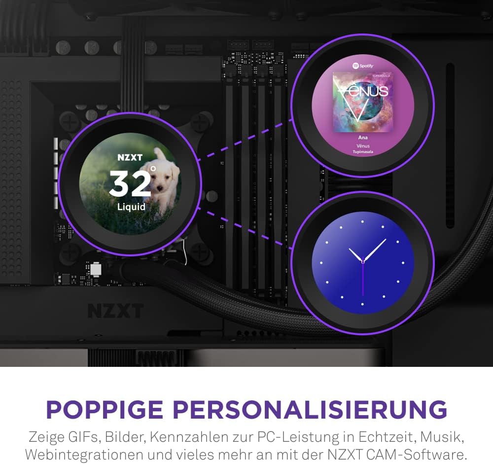 NZXT Kraken Elite 360 - RL-KN36E-B1-360mm AIO CPU Wasserkühlung - 2,36" LCD Display 640x640-2x120mm