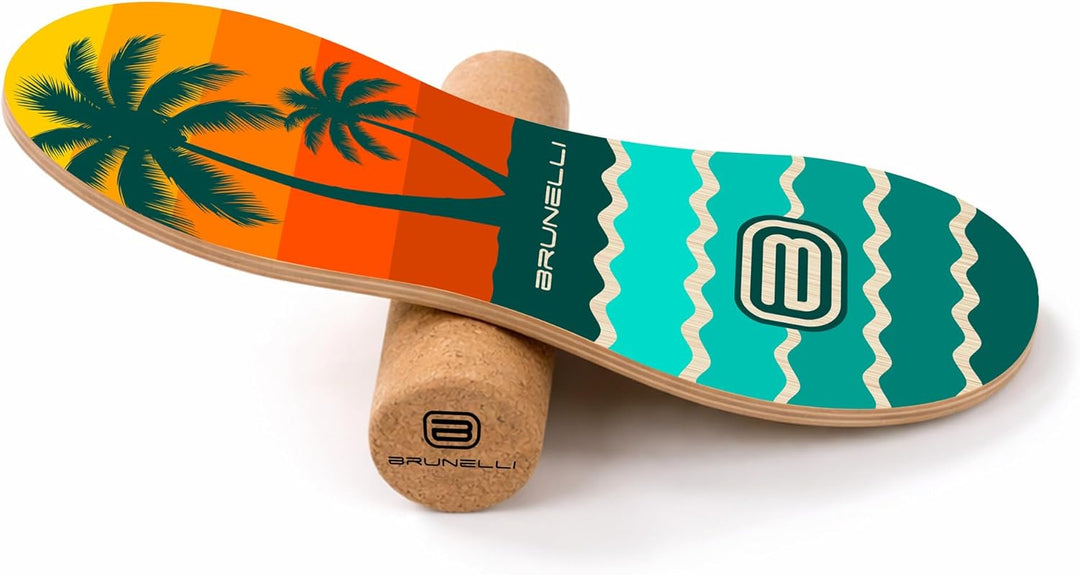 Brunelli Balance Board Holz Komplettset - Balanceboard mit Rolle & Halbkugel Gleichgewicht Core Trai