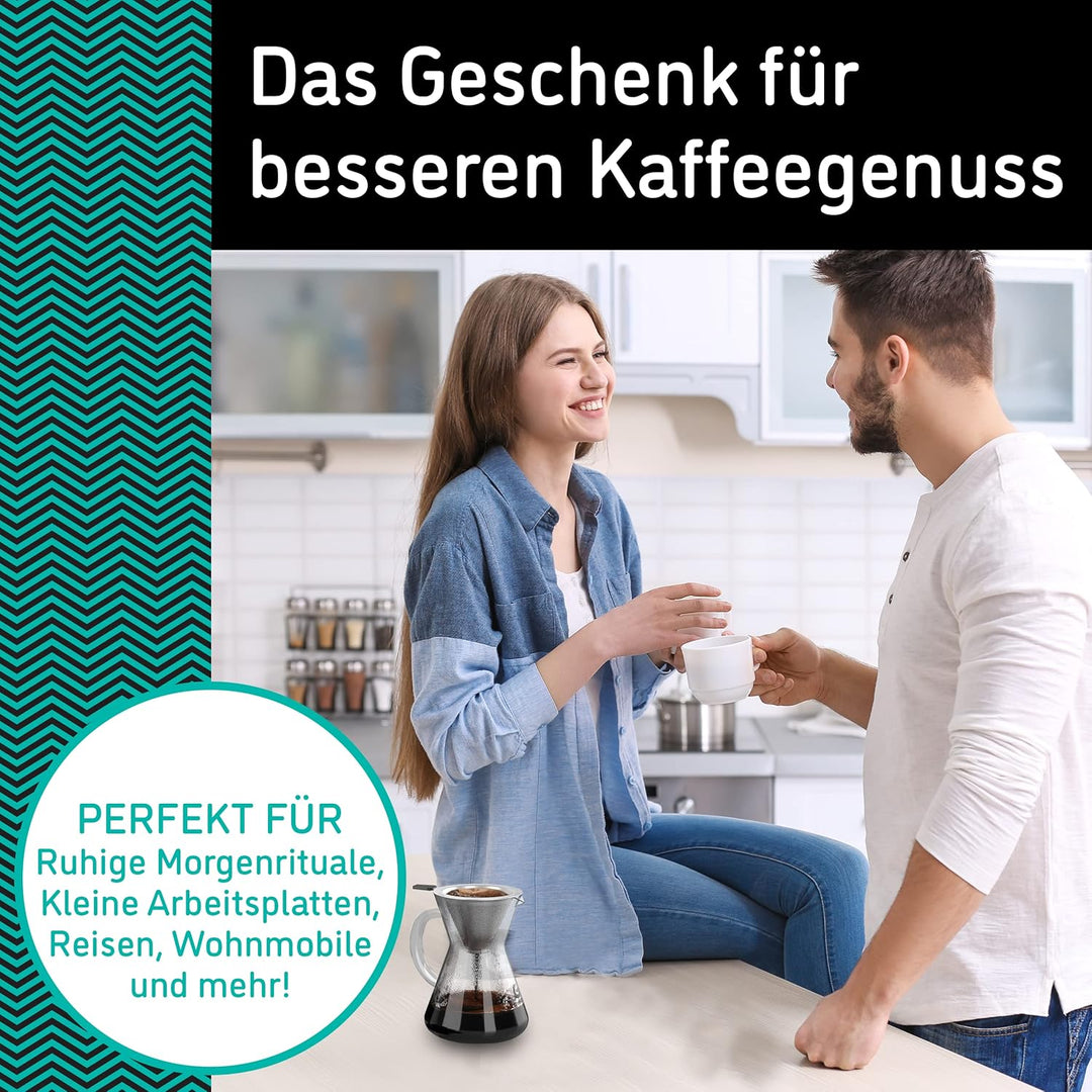Coffee Gator Pour Over Kaffeebrüher – Mehr Geschmack mit einem papierlosen Edelstahlfilter und einer