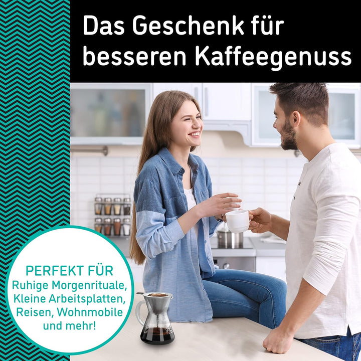 Coffee Gator Pour Over Kaffeebrüher – Mehr Geschmack mit einem papierlosen Edelstahlfilter und einer