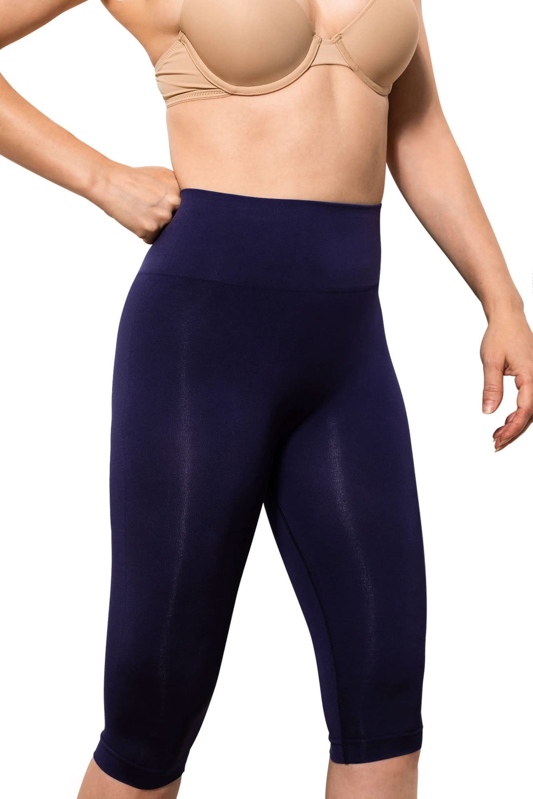 FarmaCell Bodyshaper 604Y - INNGERGY FIR Effekt Anti-Cellulitis Schlankheits Capri Shorts XXL Blau,