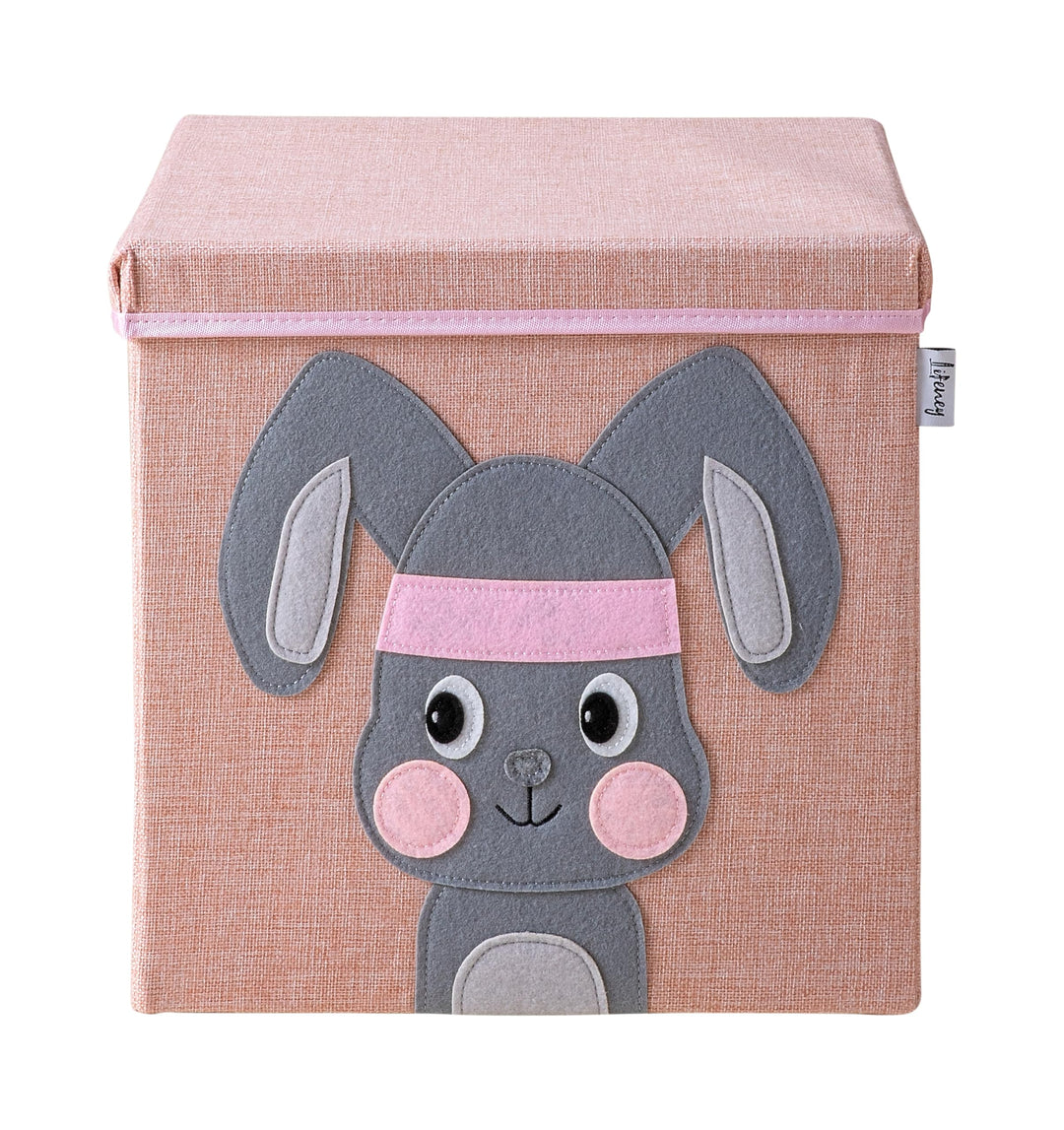 Aufbewahrungsbox mit Deckel und Hase I Spielzeugbox mit Tiermotiv passend für Würfelregale I Ordnung