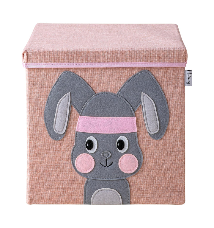 Aufbewahrungsbox mit Deckel und Hase I Spielzeugbox mit Tiermotiv passend für Würfelregale I Ordnung
