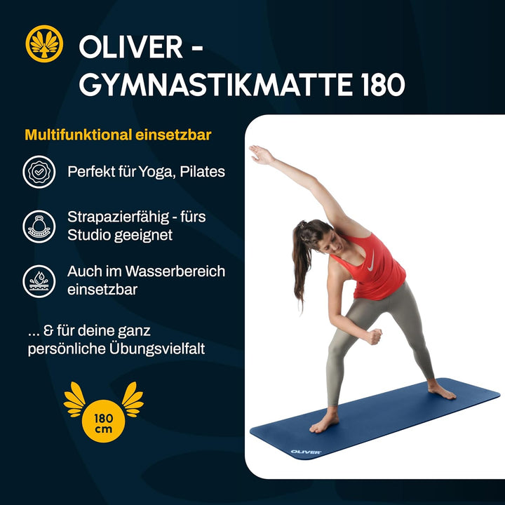 Oliver Premium Gymnastikmatten 10er Set 180x60x1 cm Blau mit Ösen
