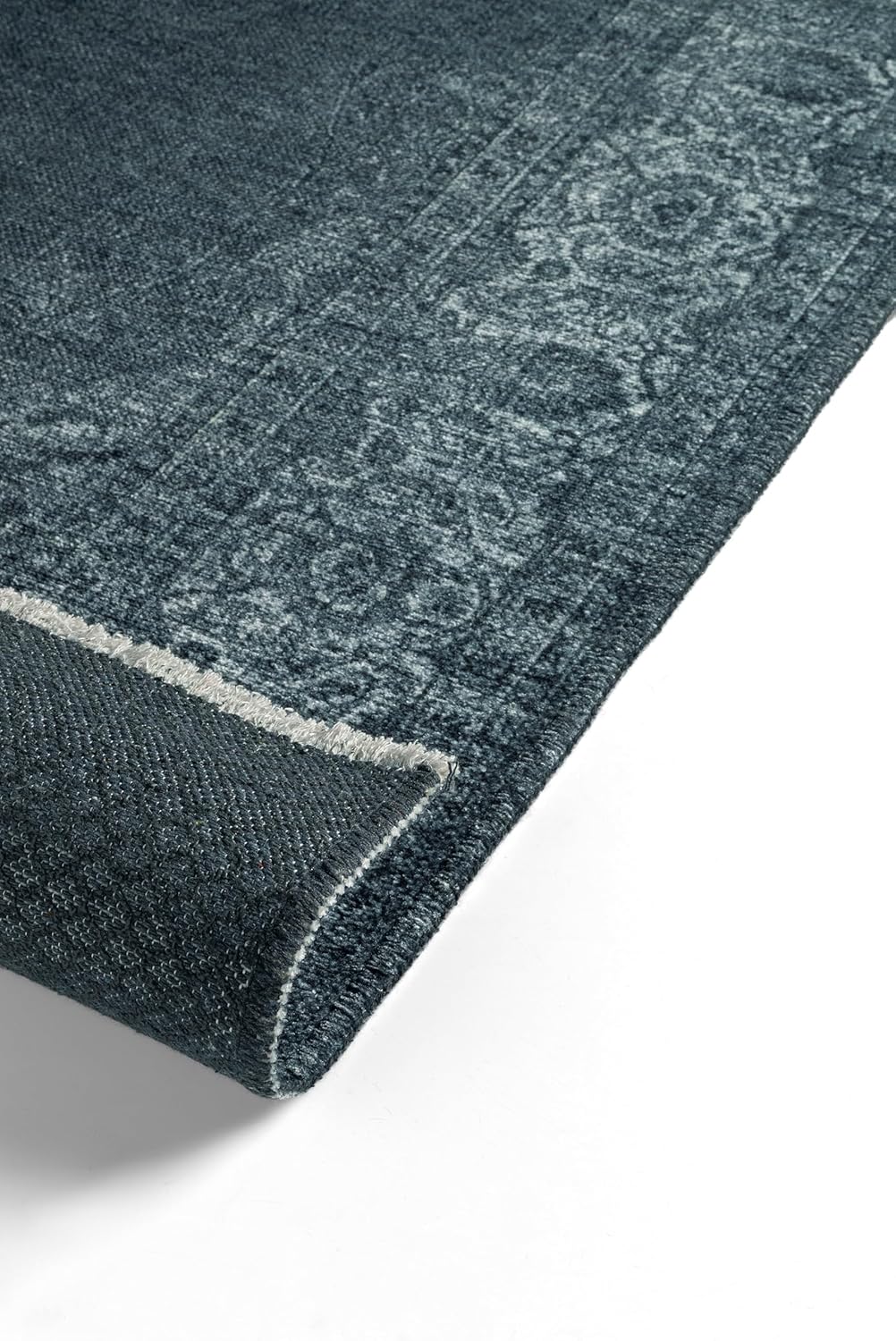 Kelim Vintage Teppich Wohnzimmer Holzkohle Grau 80 X 145 cm - Moderner Kurzflor Teppich - Super Soft