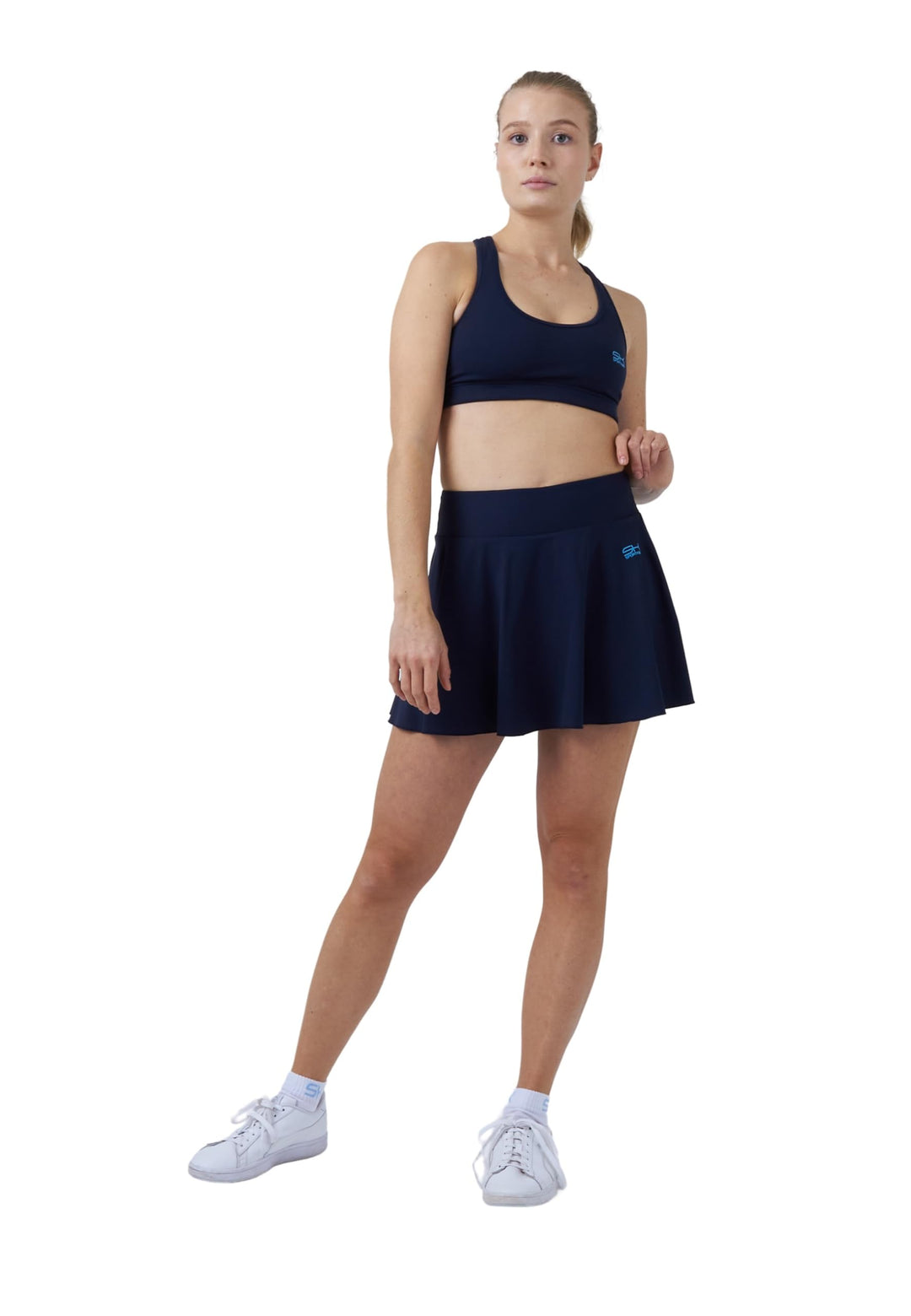 Sportkind Mädchen &amp; Damen Tennisskort mit Ballgürtel, atmungsaktiver Sport Rock mit Innenhose XL Nav