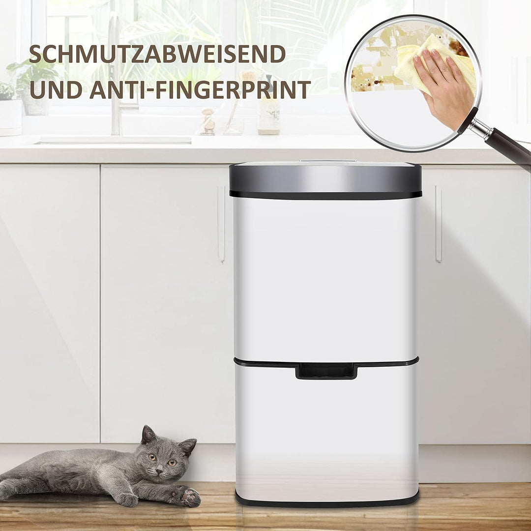 Ribelli Edelstahl - Mülltrennsysteme mit 3+1 Fächer - Mülleimer mit Sensor - 72 Liter (2x12 + 1x48 L