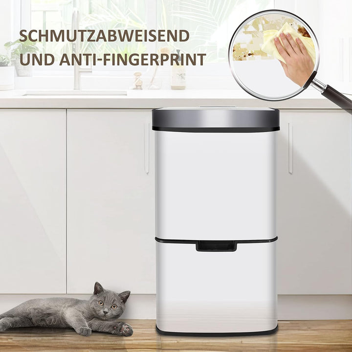 Ribelli Edelstahl - Mülltrennsysteme mit 3+1 Fächer - Mülleimer mit Sensor - 72 Liter (2x12 + 1x48 L