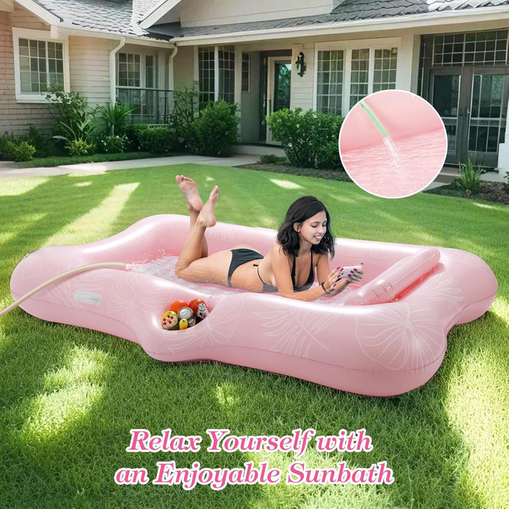 MoKo Pool Luftmatratze Erwachsene, Gross Schwimmbett mit EIS Bar, Solarium Pool Loungesessel Aufblas