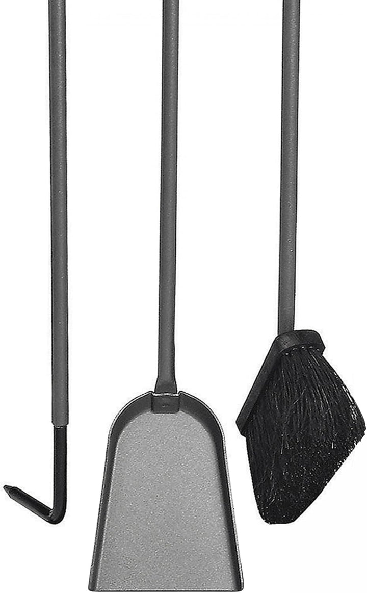 Lienbacher Kaminbesteck anthrazit beschichtet, Schwarze Holzgriffe 3-TLG.
