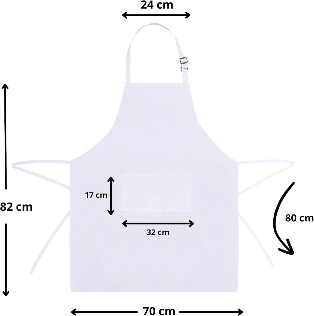 Personalisierte Schürze Bestickt Weiss - 100% Baumwolle - Schürze für Männer & Frauen, verstellbar m