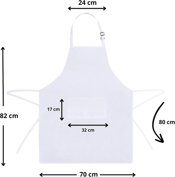 Personalisierte Schürze Bestickt Weiss - 100% Baumwolle - Schürze für Männer & Frauen, verstellbar m