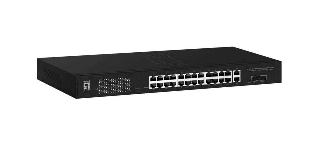 LevelOne GEP-2841 28-Port Web Smart Gigabit PoE Switch, 2 x Uplink SFP, 2 x Uplink RJ45, 24 PoE Ausg