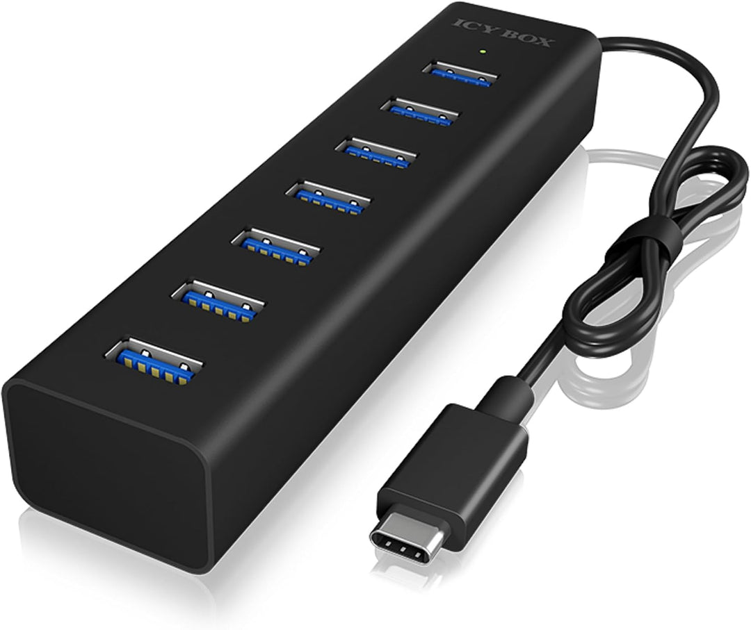 ICY BOX IB-Hub1700-C3 7-fach USB Type-C Hub mit 7x USB 3.0 (Type-A) Anschlüssen und Netzteil, integr