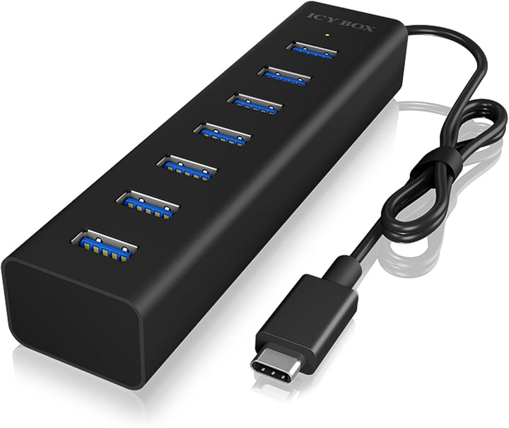 ICY BOX IB-Hub1700-C3 7-fach USB Type-C Hub mit 7x USB 3.0 (Type-A) Anschlüssen und Netzteil, integr