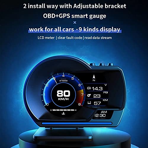 Auto HUD Dual System Head Up Display Digitaler OBD2 / GPS Tachometer, Smart Gauge Auto HUD Tachomete