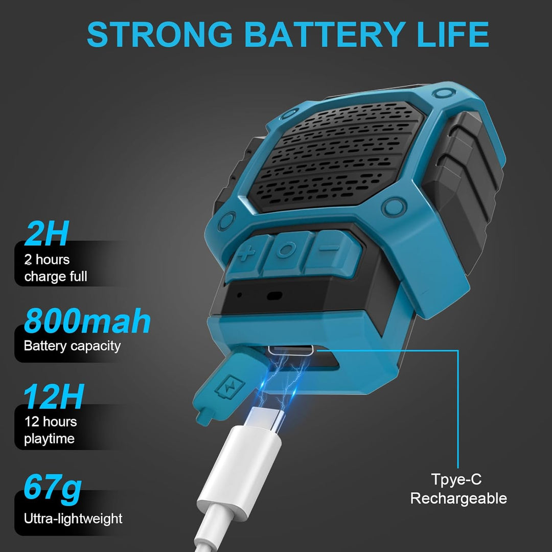 tragbarer Mini Bluetooth Lautsprecher, Clip-On Wireless Jobsite Pro wasserabweisender tragbarer Laut