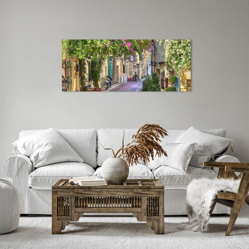 Bilder auf Leinwand 100x40cm Leinwandbild Strasse dekoration blumen griechenland Gross Wanddeko Bild