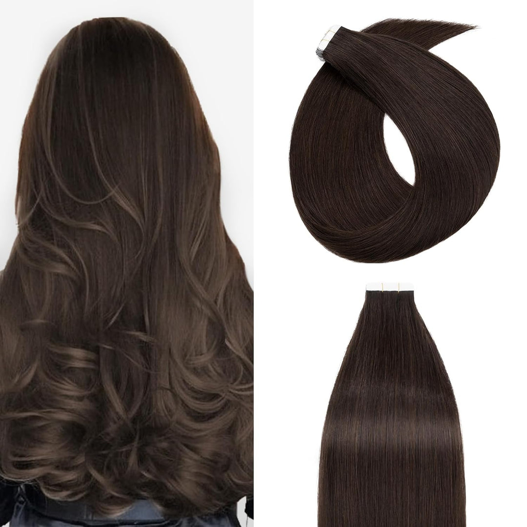 Silk-co Tape Extensions Echthaar 20stk, Haarverlängerung Tape in Extensions Echthaar, Remy Haarexten