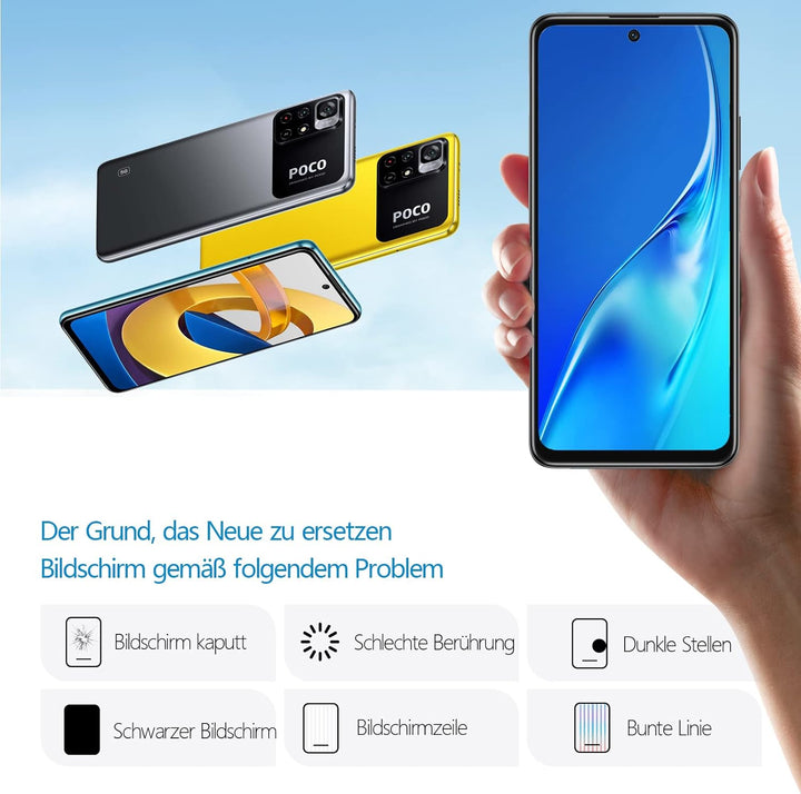 RongZy für Xiaomi Poco M4 Pro 5G LCD Bildschirmersatz für Xiaomi Poco M4 Pro 5G Touchscreen Digitali