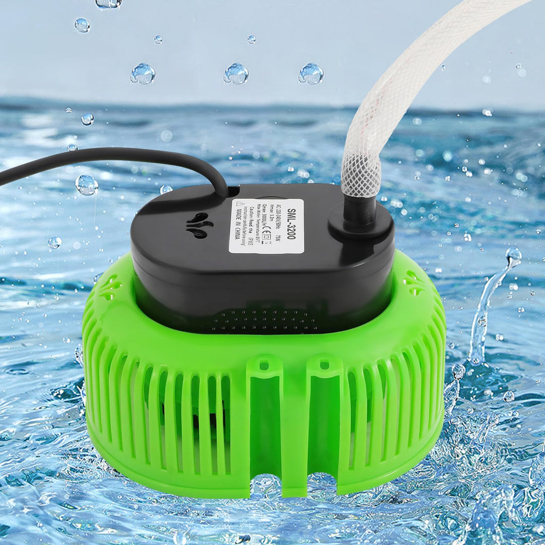 Tauchpumpe Schmutzwasser, 75W Poolabdeckungspumpe (Grün) | max Förderhöhe 3.2m, max. Fördermenge 300