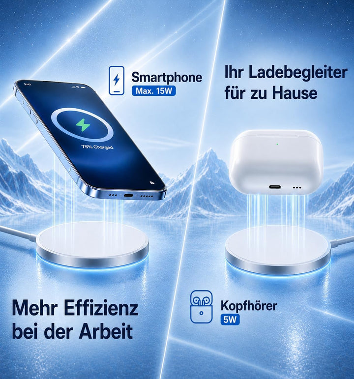 EXW für Mag-Safe Ladegerät, kabelloses Ladegerät, 15W Induktive Ladestation für iPhone 17/16/15/14/1
