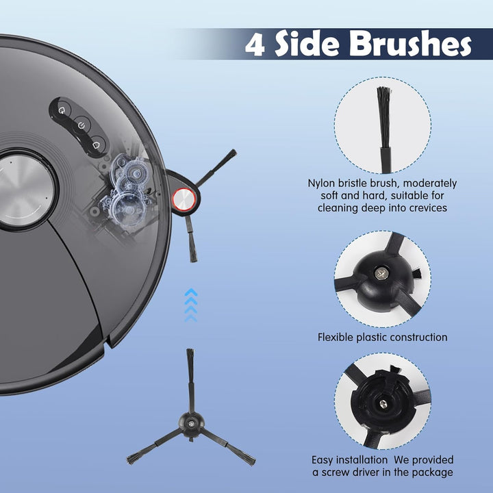 VIEWALL Zubehör für Roborock S8 MaxV Ultra Staubsauger,2 Hauptbürsten,4 HEPA-Filter,4 Mopps,4 Seite