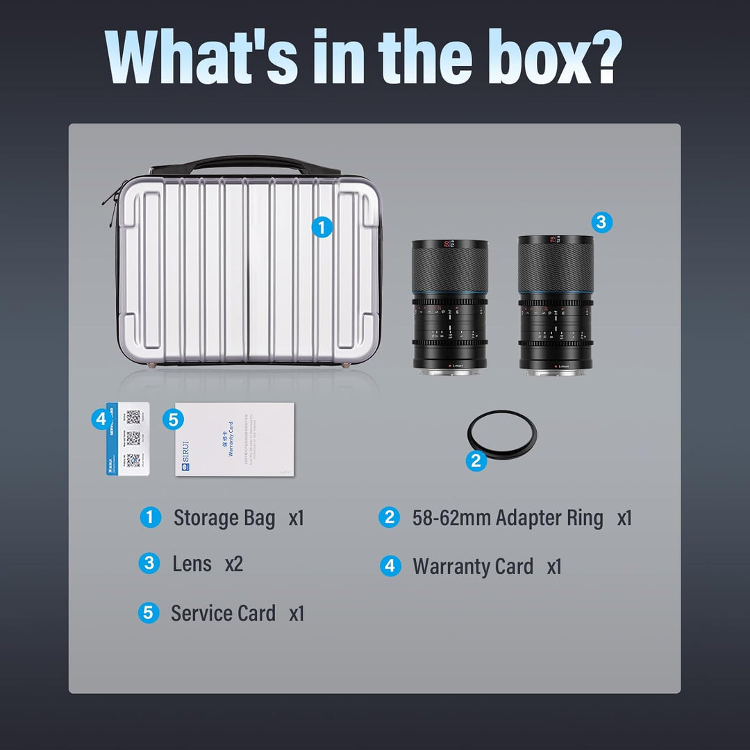 SIRUI Saturn 50mm 75mm Objektiv-Set T2.9 1.6X Vollformat Kohlefaser anamorphes Objektiv, Cine Objekt