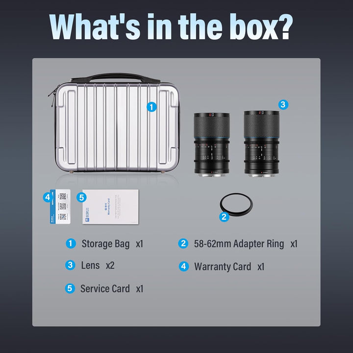 SIRUI Saturn 50mm 75mm Objektiv-Set T2.9 1.6X Vollformat Kohlefaser anamorphes Objektiv, Cine Objekt