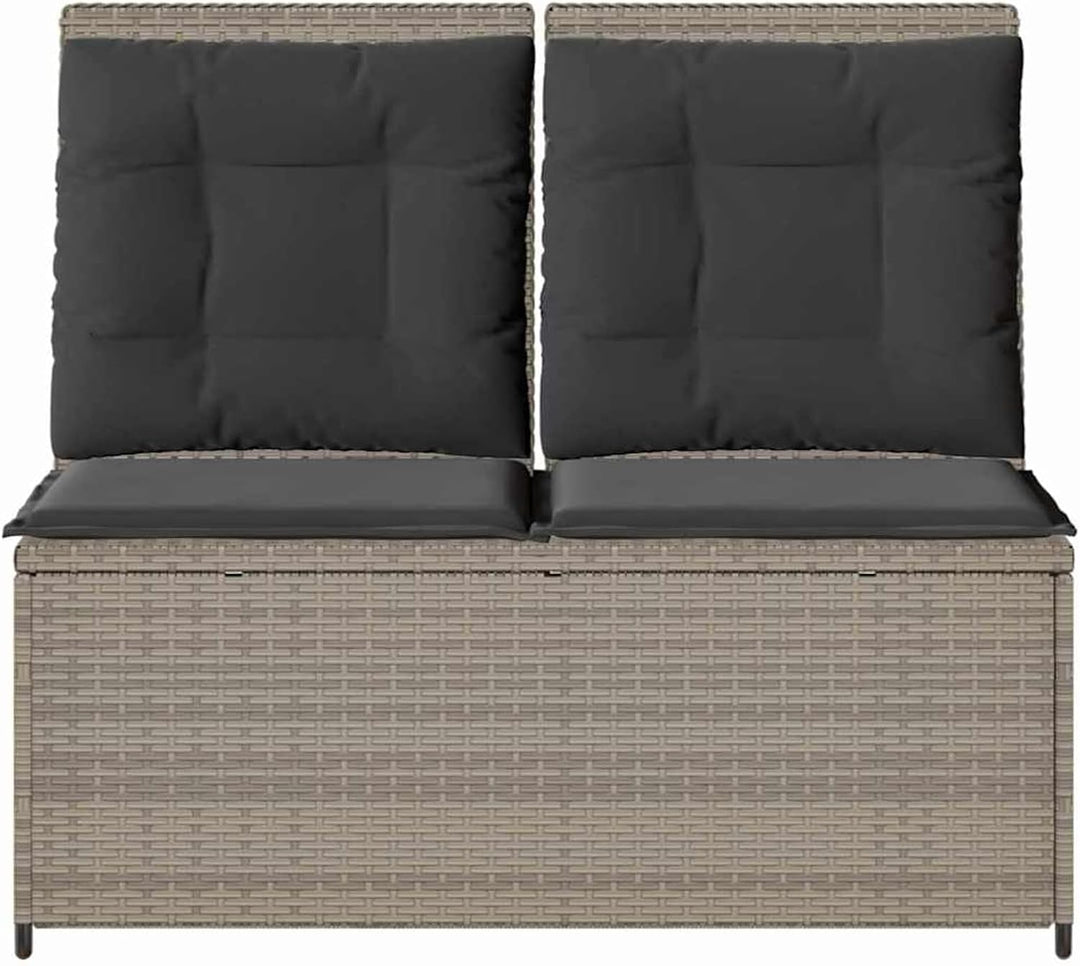 Homgoday Gartenliegebank Hellgrau Poly-Rattan 108 cm Sitzbreite, 2-Personen, für Entspannung und Fre