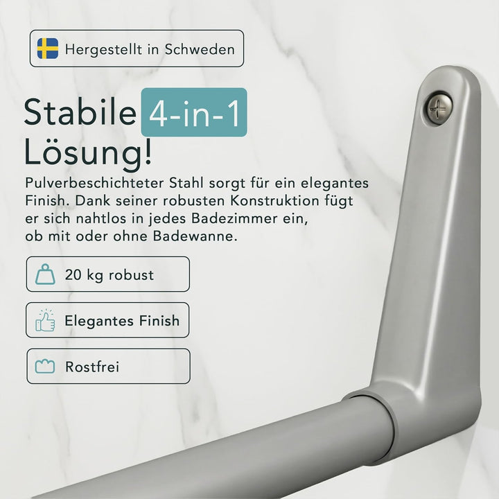 Erica – Duschvorhangstange in U-Form für Wandmontage ohne Deckenhalterung – 70x165x70 cm Duschstange