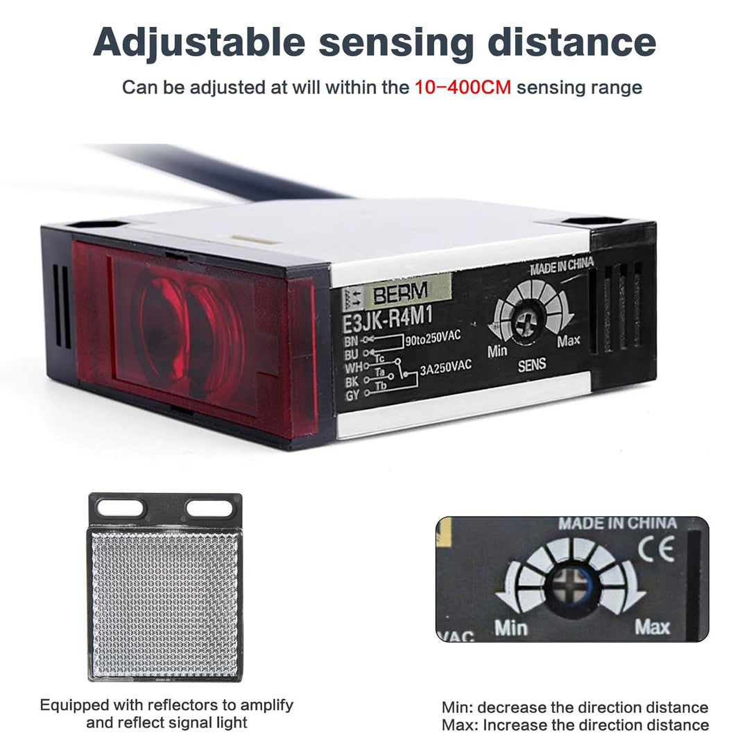 DEWIN Reflexions Lichtschranke, Reflexlichtschranke Photoelektrischer Induktionsschalter E3JK-R4M1 S