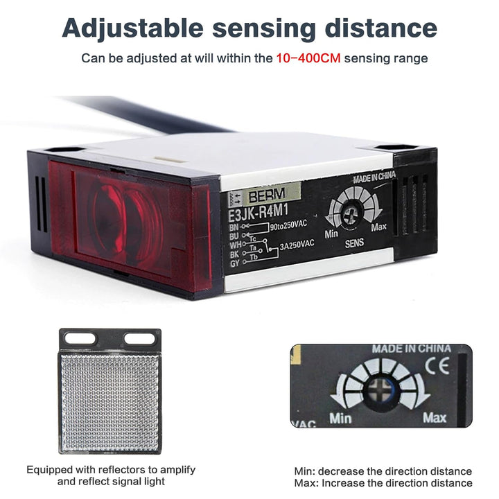 DEWIN Reflexions Lichtschranke, Reflexlichtschranke Photoelektrischer Induktionsschalter E3JK-R4M1 S