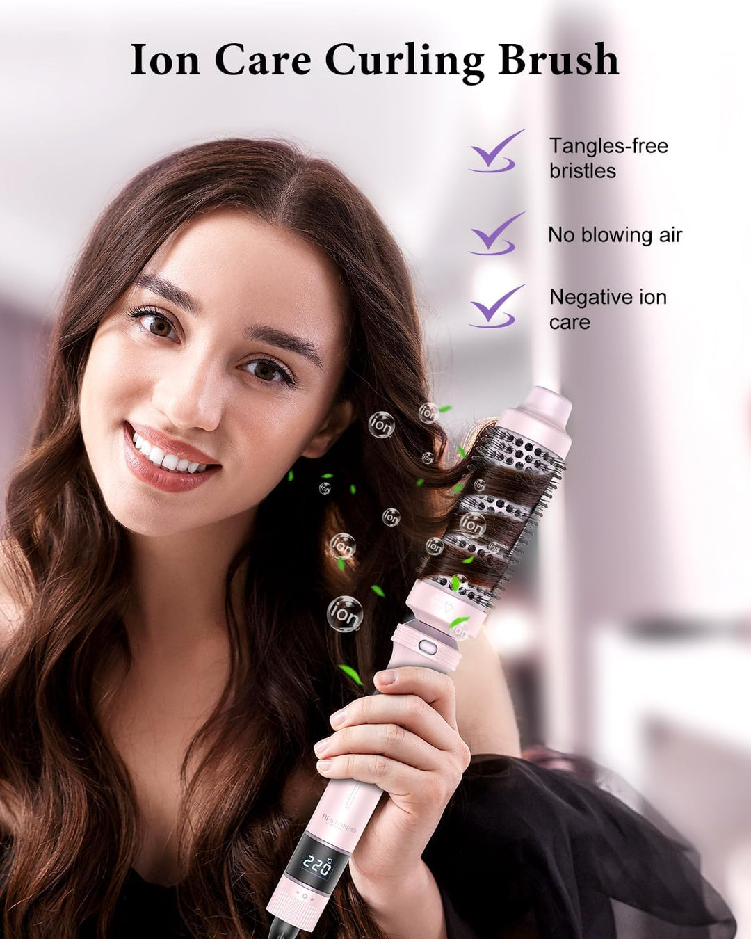 BESTOPE PRO Lockenstab, 5 in 1 Lockenstäbe Set mit Glätteisen, Thermobürste, 3 Keramische Lockeneise