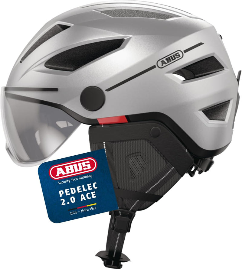 ABUS Stadthelm Pedelec 2.0 ACE - Fahrradhelm mit Rücklicht, Visier, Regenhaube, Ohrenschutz - für Da