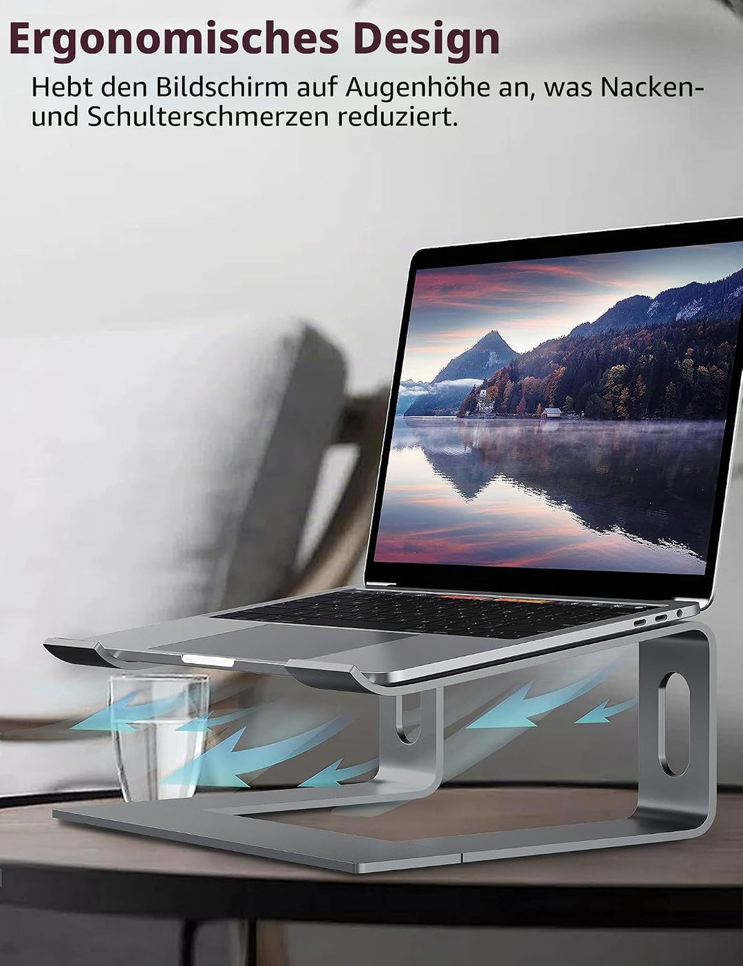 ALASHI Laptop-Ständer für Schreibtisch, Aluminium-Computer-Erhöhung, ergonomischer Notebook-Halter,