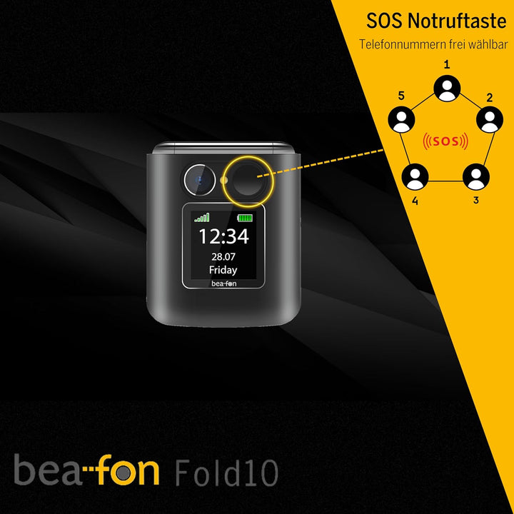 Beafon, silverline, Fold10, Klapphandy, SOS Notruftaste, XL Farbinnendiplay 2,2" (5,58cm), XL Farbau