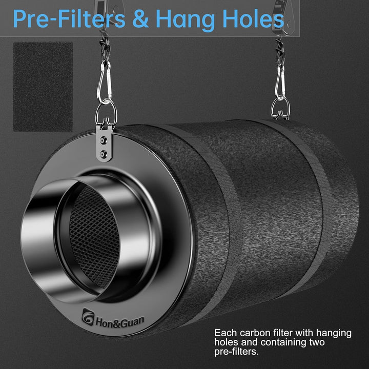 Hon&Guan Aktivkohlefilter 100mm mit Leichtes Carbon 200mm Lang, 38mm Dickes Holzkohlebett für Geruch