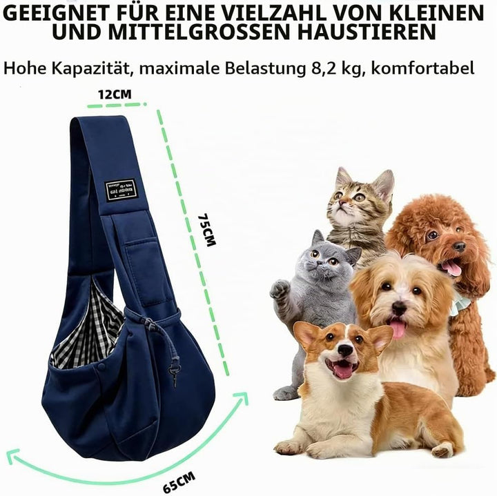 Hundetragetasche, Wendbarer Transporttasche für Hunde und andere Haustiere bis 15 kg Tragetuch Hund