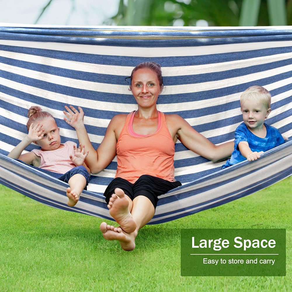 Hängematte Outdoor Camping Hängematte mit gebogener Holzstange, Befestigungsgurte und Tragetasch für