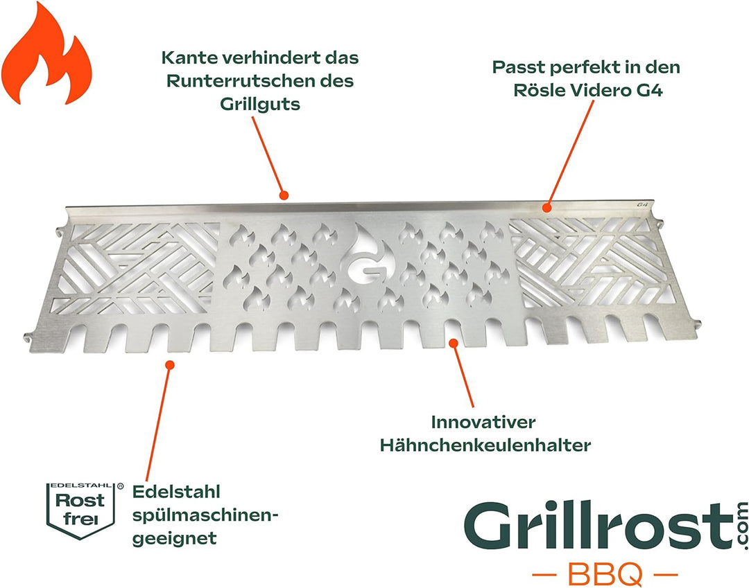 Grillrost.com Das Original Edelstahl Multistation | Warmhalterost für Rösle Videro/Sansibar G4 | mit