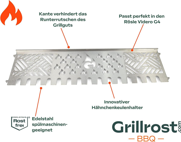 Grillrost.com Das Original Edelstahl Multistation | Warmhalterost für Rösle Videro/Sansibar G4 | mit
