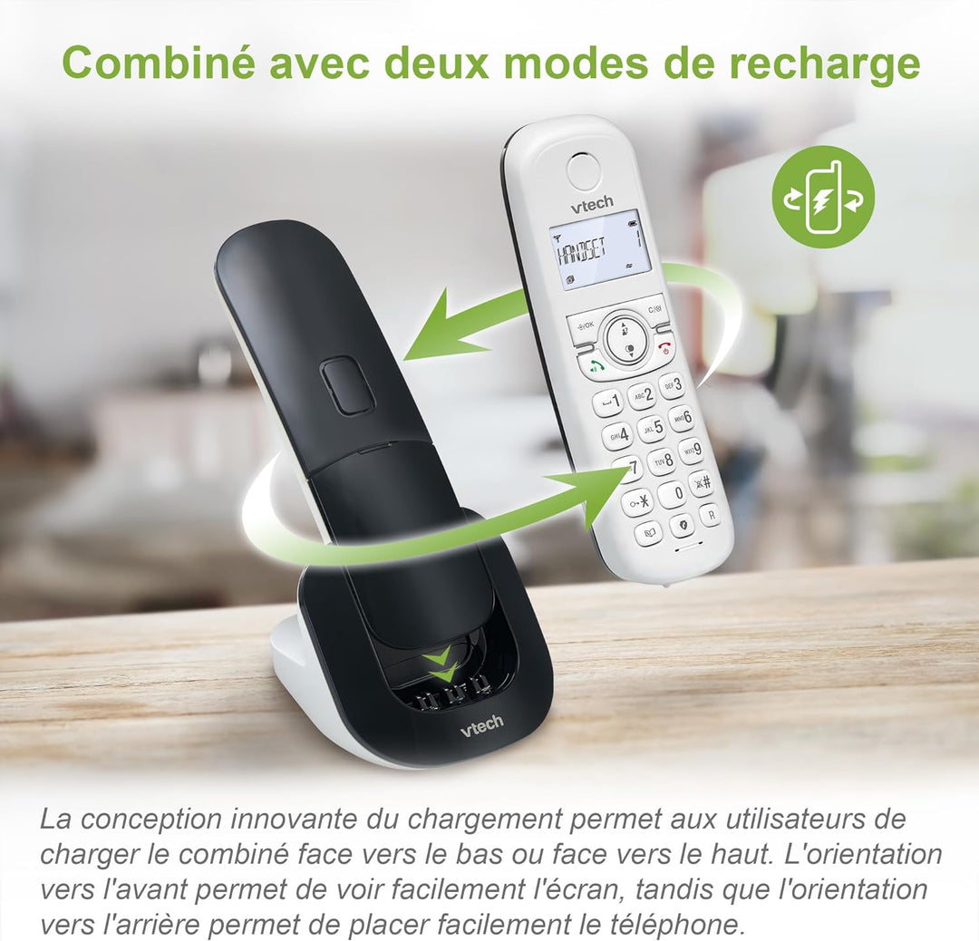 (Französische Fassung) VTech CS1501 Schnurloses DECT-Telefon mit Zwei Mobilteilen, Anrufsperre, Anru