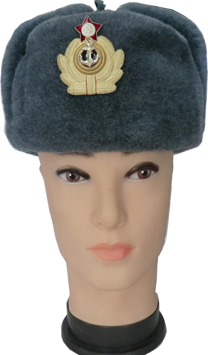 RUSSIANSTORE Russische Fellmütze Wolle, Shapka Ushanka, Wintermütze Militärmütze der Sowietischen Ma
