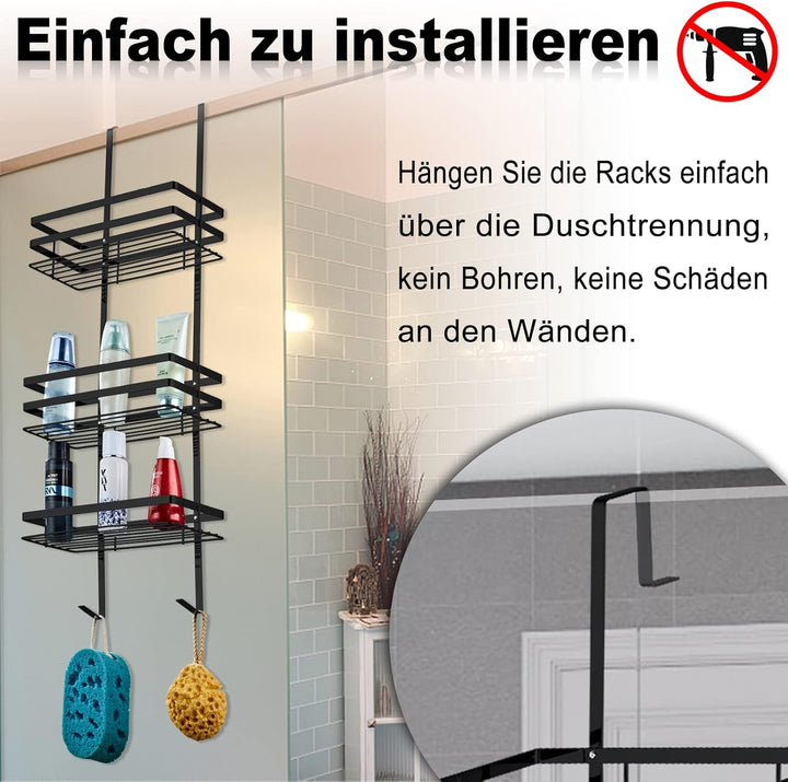 YRHome Duschablage ohne Bohren Duschregal zum Hängen aus Edelstahl Hängen Duschkorb Hängeablage mit