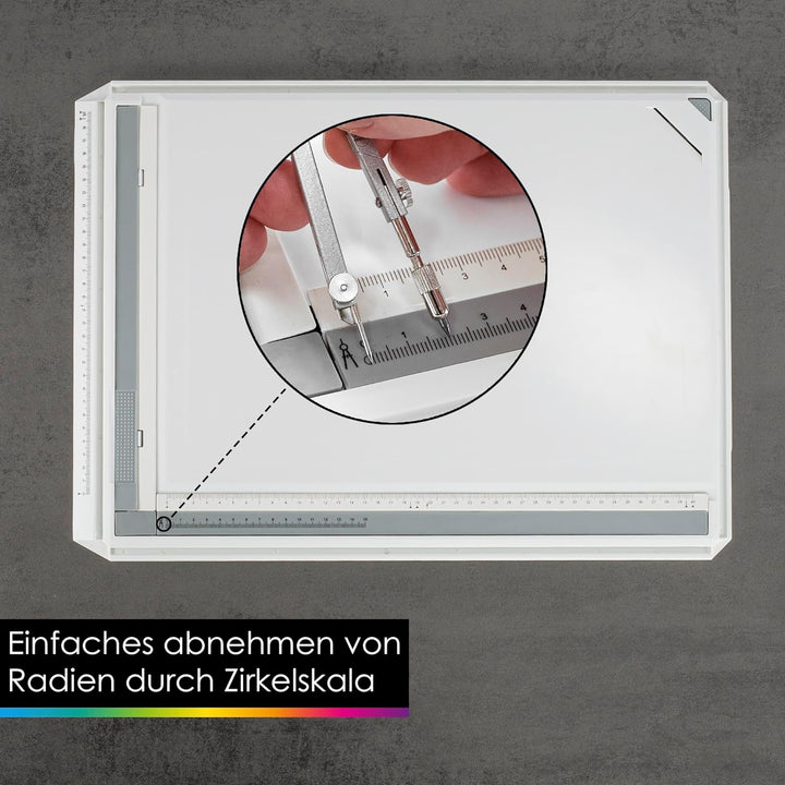 OfficeTree Zeichenplatte A3 - Inkl. Tragetasche, Schiebelineal, Geodreieck uvm. - Zeichenbrett A3 fü