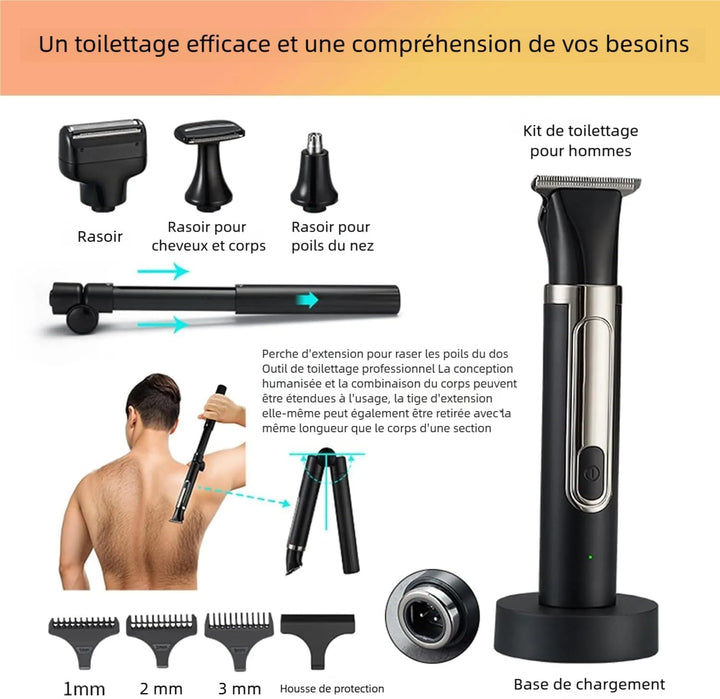 Elektrischer Rückenrasierer für Männer, 4-in-1-Herren-Körper-Trimmer-Kit, Multifunktionaler Selbstbe