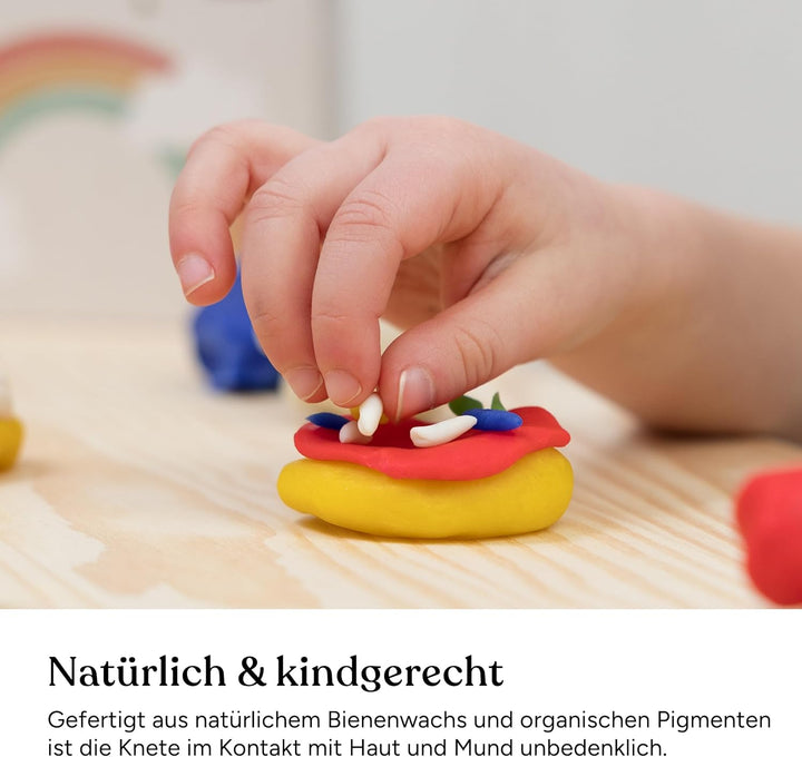 Ehrenkind® Bienenwachs Knete Kinder 6 Farben, natürliche Modelliermasse, wiederverwendbar, trocknet
